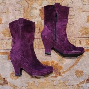 Born Crown Purple Suede Granny Boots Sz 9